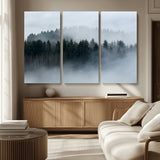 42596-MGV-CV-36X24-Misty Forest Wall Art – Atmospheric Pine Trees Canvas Print, Nature Landscape Decor for Living Room, Bedroom, Office, or Cabin