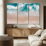 39236-MGV-CV-36X24-Ocean Beach Wall Art – Aerial View of Waves and Sand Canvas Print, Coastal Home Decor for Living Room, Bedroom, Office or Beach