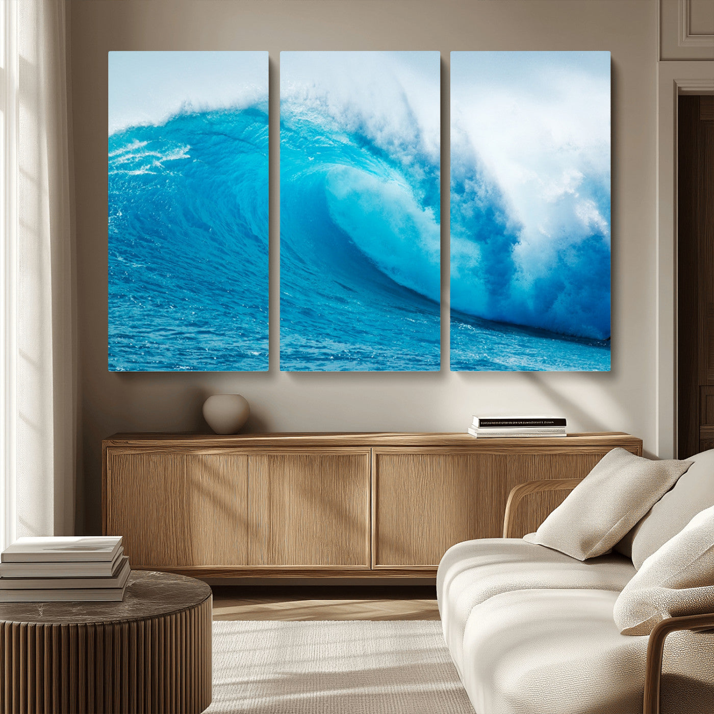 13117-MGV-CV-36X24-Ocean Wave Wall Art – Dynamic Blue Surf Canvas Print, Coastal Beach Decor for Living Room, Bathroom, Office, or Beach House