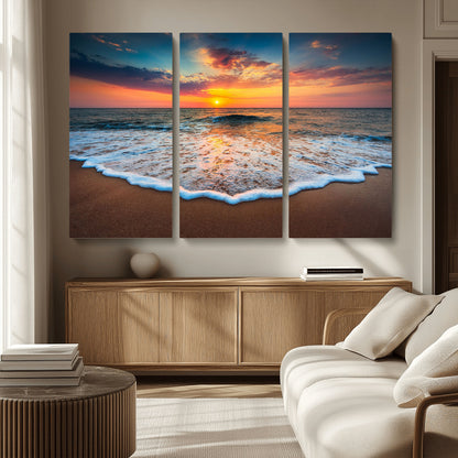 87032-MGV-CV-36X24-Ocean Sunset Wall Art – Stunning Beach Canvas Print with Vibrant Sky, Calm Waves, and Golden Horizon, Perfect Coastal Decor for