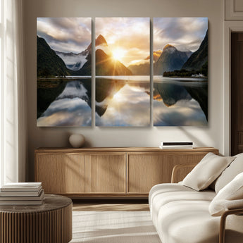 78842-MGV-CV-36X24-Sunrise Mountain Reflection Wall Art – Stunning Nature Landscape Canvas Print for Home, Office, Living Room or Relaxing Space