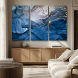 27810-MGV-CV-36X24-Abstract Blue Gold Fluid Art Wall – Modern Canvas Print, Elegant Home & Office Wall Art, Stylish Living Room or Bedroom Decor