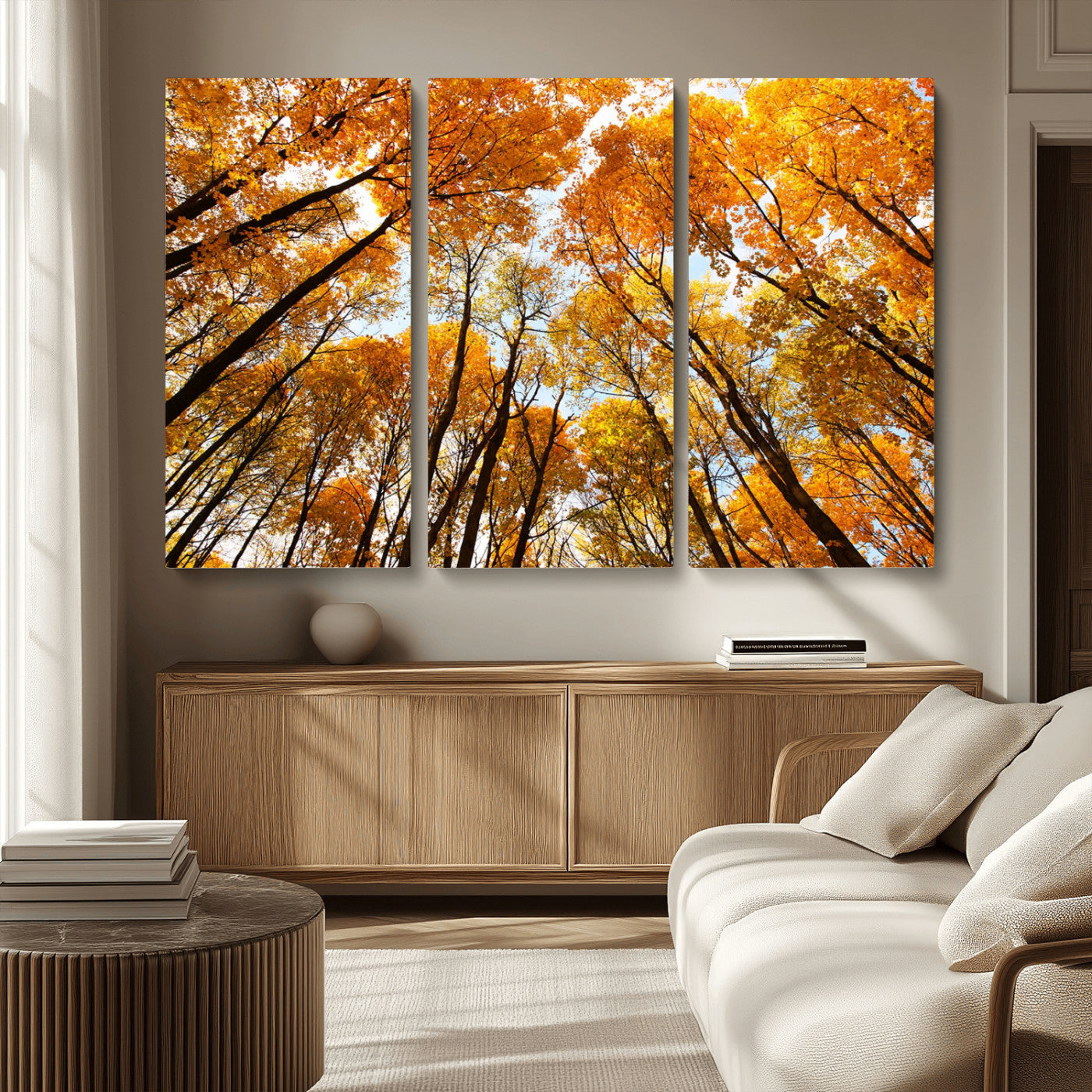 11823-MGV-CV-36X24-Golden Autumn Tree Canopy Wall Art – Stunning Fall Forest Leaves Print, Warm Seasonal Nature Decor for Home, Office or Cabin