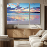 64882-MGV-CV-36X24-Tranquil Sunset Beach Wall Art – Panoramic Ocean Reflection Canvas Print, Calm Coastal Decor for Bedroom, Living Room or Office