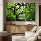 18094-MGV-CV-36X24-Emerald Canopy Wall Art – Panoramic Lush Green Tree Canvas Print, Serene Nature Decor for Office, Living Room or Meditation Space