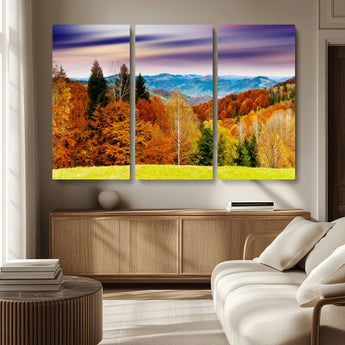 58007-MGV-CV-36X24-Autumn Mountain Landscape Wall Art – Stunning Fall Forest Canvas Print, Cozy Nature Decor for Home or Office