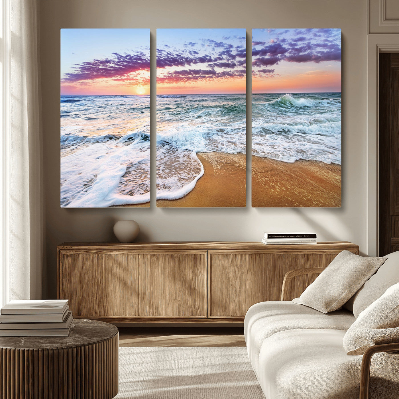 44120-MGV-CV-36X24-Ocean Sunset Wall Art – Beach Landscape Canvas Print, Serene Coastal Decor for Living Room, Office or Bedroom