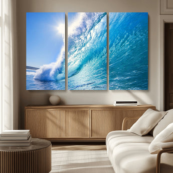 37494-MGV-CV-36X24-Ocean Wave Canvas Art – Stunning Blue Wave Photography, Coastal Wall Decor for Living Room, Bedroom or Office
