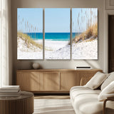 58498-MGV-CV-36X24-White Sandy Beach Wall Art – Panoramic Coastal Canvas Print, Ocean View Decor for Living Room, Bedroom, Office, Relaxing Seaside
