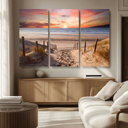 78111-MGV-CV-36X24-Sunset Pathway Wall Art – Panoramic Coastal Canvas Print, Tranquil Beach Decor for Living Room, Office or Bedroom