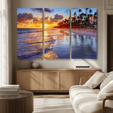 19917-MGV-CV-36X24-Tropical Sunset Beach Wall Art – Panoramic Palm Trees and Ocean Canvas Print, Vibrant Coastal Decor for Living Room, Office or Man