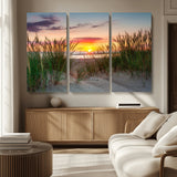 25576-MGV-CV-36X24-Beach Grass Sunset Wall Art – Coastal Sand Dune Landscape Canvas Print, Ocean View Nature Decor for Living Room or Office Wall