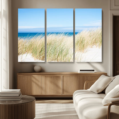 96913-MGV-CV-36X24-Coastal Dunes Wall Art – Serene Beach Grass and Blue Ocean Canvas Print, Relaxing Seaside Nature Decor for Living Room, Bedroom or