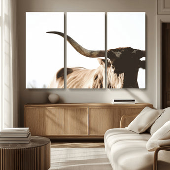 35866-MGV-CV-36X24-Texas Longhorn Wall Art – Rustic Western Bull Canvas Print, Farmhouse Animal Photography Decor for Living Room, Office, or Ranch