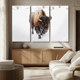 19889-MGV-CV-36X24-Snow Bison Wall Art – Majestic Buffalo Winter Landscape Canvas Print, Rustic Wildlife Photography Decor for Cabin, Lodge, Living