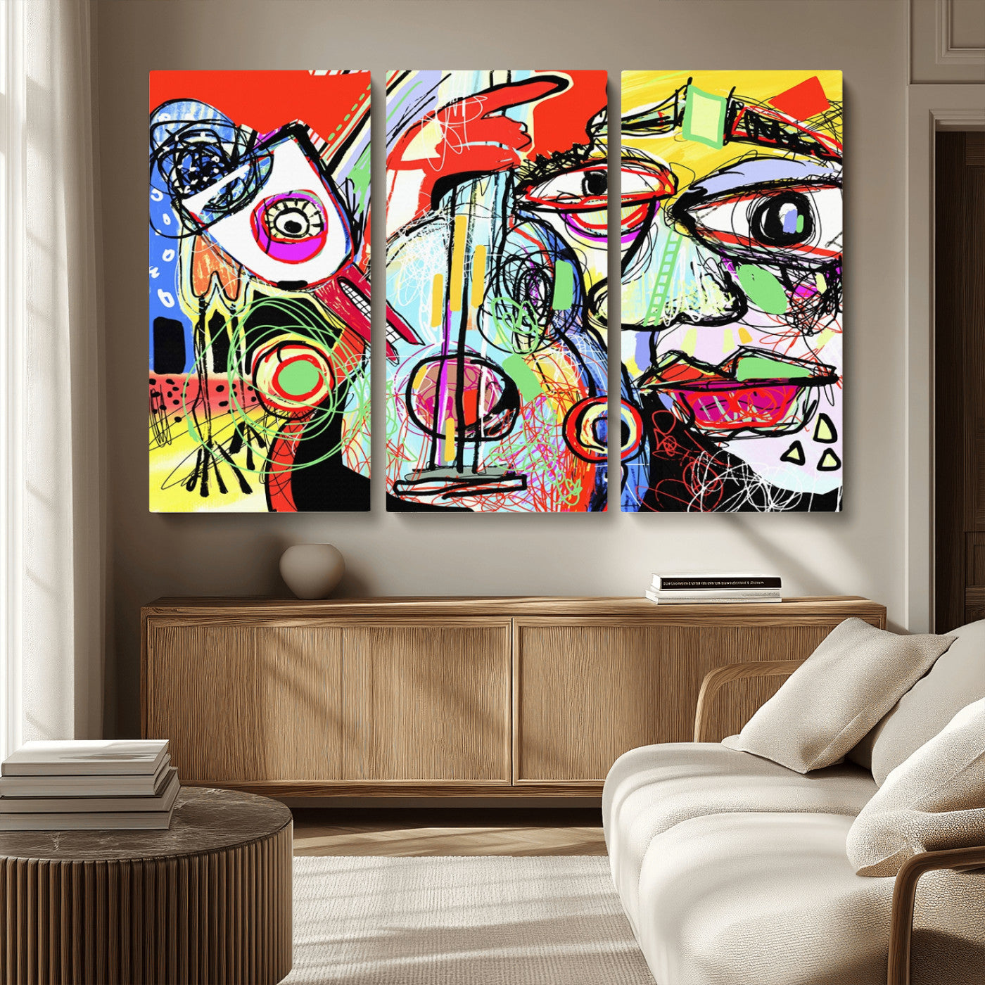 37796-MGV-CV-36X24-Picasso Style Wall Art Canvas Print, Framed Picasso Art Picture Print, Picasso Cubism Perfect Modern Abstract Decor Artwork
