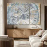 17631-MGV-CV-36X24-Radiant Burst Wall Art – Abstract Sunburst Canvas Print in Blue and Gold, Modern Geometric Painting for Living Room, Office or