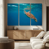 91440-MGV-CV-36X24-Sea Turtle Wall Art – Ocean Turtle Canvas Print, Underwater Marine Life Decor for Living Room, Office, Beach House or Bathroom