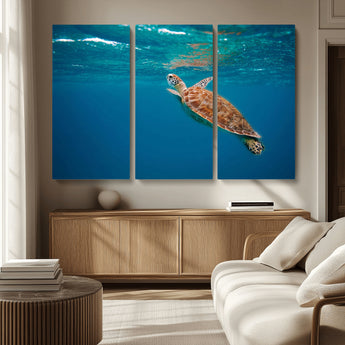 91440-MGV-CV-36X24-Sea Turtle Wall Art – Ocean Turtle Canvas Print, Underwater Marine Life Decor for Living Room, Office, Beach House or Bathroom