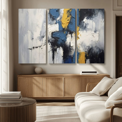 63850-MGV-CV-36X24-Abstract Blue and Yellow Wall Art – Modern Textured Canvas Painting, Bold Contemporary Artwork for Living Room, Bedroom or Office