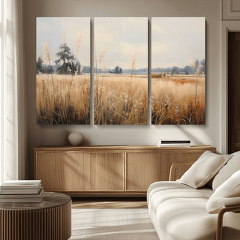 38193-MGV-CV-36X24-Golden Meadow Wall Art – Serene Grassland Landscape Canvas Print, Rustic Nature Decor for Bedroom, Living Room or Farmhouse