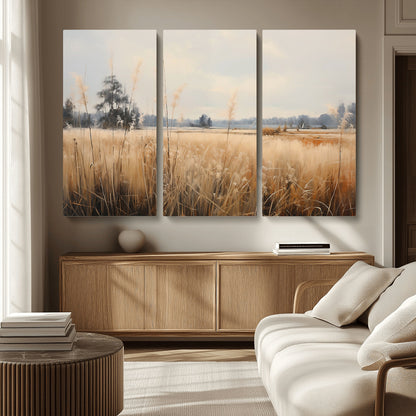 38193-MGV-CV-36X24-Golden Meadow Wall Art – Serene Grassland Landscape Canvas Print, Rustic Nature Decor for Bedroom, Living Room or Farmhouse