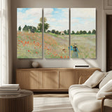 74890-MGV-CV-36X24-Monet Poppy Field Wall Art – Impressionist Landscape Canvas Print, Classic French Artwork for Living Room, Bedroom or Office Decor