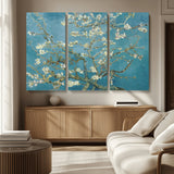 65607-MGV-CV-48X32-3P-Almond Blossom Wall Art – Van Gogh Blue Floral Canvas Print, Elegant Impressionist Painting Decor for Living Room, Bedroom or