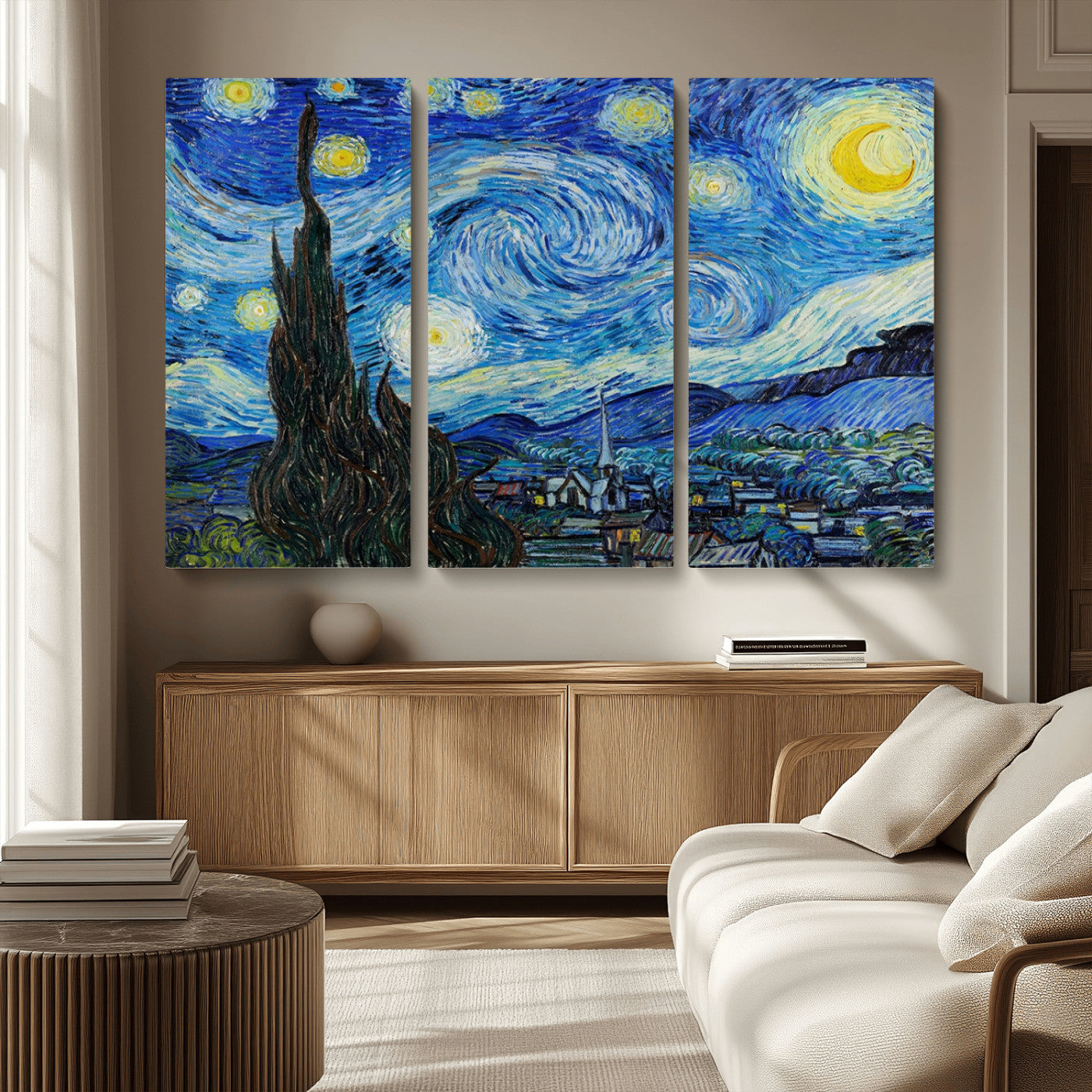 39177-MGV-CV-36X24-Starry Night Wall Art – Vincent van Gogh Famous Painting Canvas Print, Timeless Starry Sky Decor for Living Room, Bedroom or