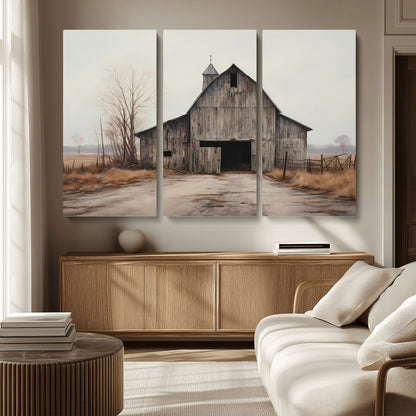 11602-MGV-CV-36X24-Old Barn Wall Art Canvas Print, Framed Rustic Barn Art Picture Print, Old Farmhouse Perfect Rustic Farmhouse Decor Artwork
