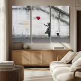 50559-MGV-CV-36X24-Banksy Girl with Balloon Wall Art – Famous Street Graffiti Canvas Print, Modern Urban Artwork for Living Room, Bedroom or Office