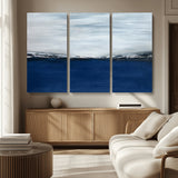 62197-MGV-CV-36X24-Abstract Ocean Wall Art – Minimalist Blue and White Canvas Print, Modern Coastal Seascape Painting for Bedroom, Living Room or