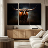 48896-MGV-CV-36X24-Texas Longhorn Wall Art – Rustic Western Bull Canvas Print and Farmhouse Cattle Painting for Living Room, Ranch, or Office Decor .