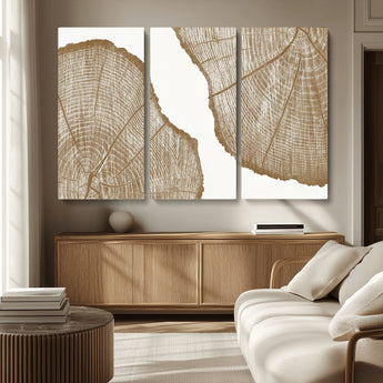 99692-MGV-CV-36X24-Tree Ring Linocut Wall Art Canvas Print, Framed Wood Cut Art Picture Print, Tree Rings Perfect Minimalist Rustic Decor Artwork