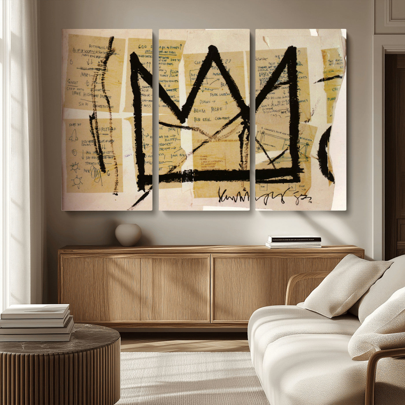 37215-MGV-CV-36X24-Abstract Crown Wall Art – Urban Graffiti Style Canvas Print Modern Street Art Design, Bold Contemporary Decor for Living Room,
