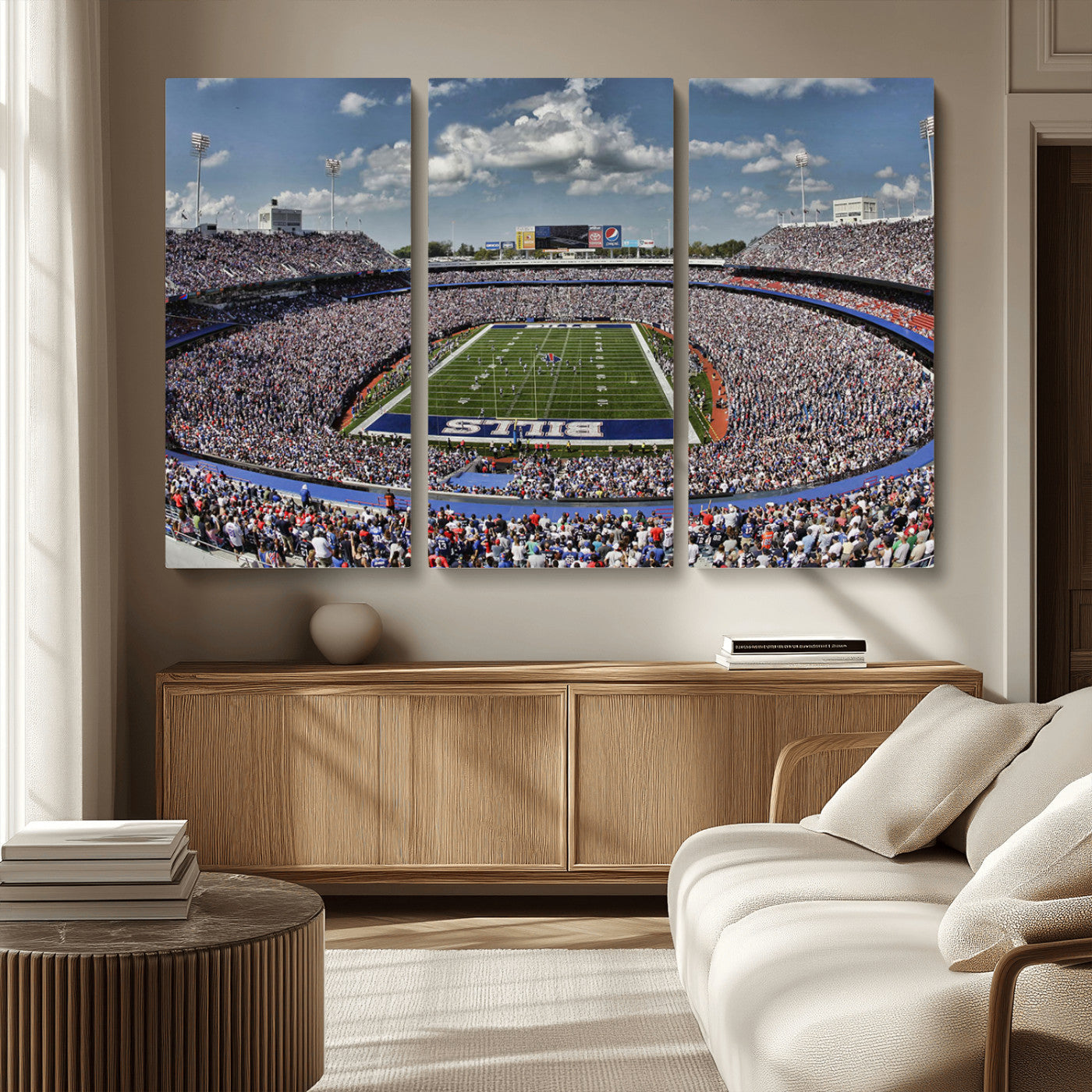 76491-MGV-CV-36X24-Buffalo Bills Stadium Wall Art Canvas Print, Framed Bills Stadium Art Picture Print, Highmark Stadium Perfect Sport Room Decor