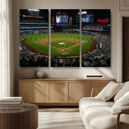 25148-MGV-CV-36X24-Baseball Stadium Wall Art – Canvas Print Night Game Packed Crowd Bright Lights Sports Photography, Dynamic Decor for Game Room,