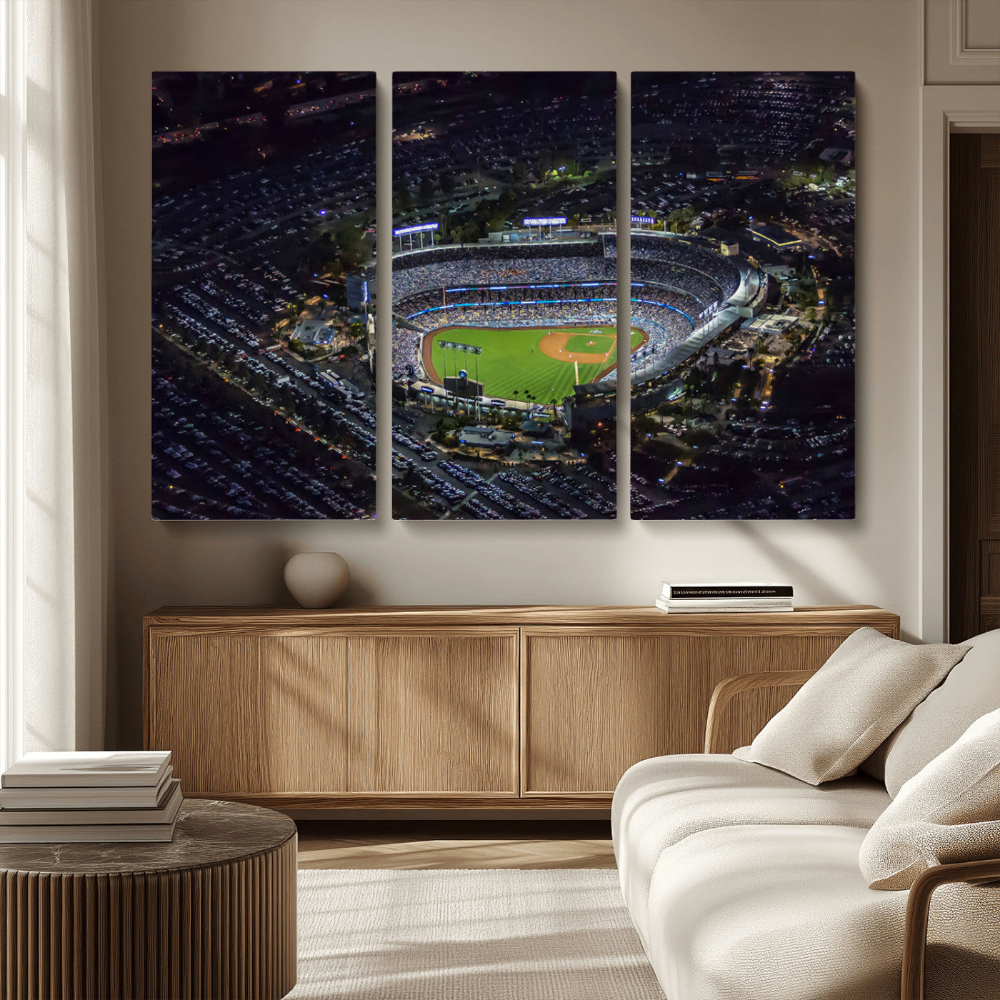 16515-MGV-CV-36X24-Dodgers Stadium Wall Art Canvas Print, Framed Baseball Stadium Art Picture Print, Dodgers Field Perfect Sport Room Decor Artwork