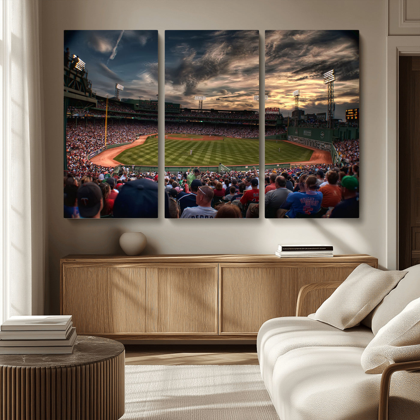 53432-MGV-CV-36X24-Fenway Park Stadium Wall Art Canvas Print, Framed Boston Baseball Stadium Art Picture Print, Massachusetts Fenway Park Perfect