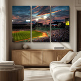 66781-MGV-CV-36X24-Baseball Stadium Wall Art – Canvas Print Evening Game Field Packed Crowd Sunset Sky Sports Photography, Dynamic Decor for Game