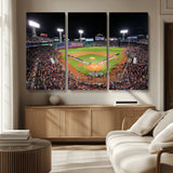 47365-MGV-CV-36X24-Fenway Park Stadium Wall Art Canvas Print, Framed Boston Baseball Stadium Art Picture Print, MLB Stadium Field Perfect Sport Room