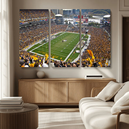 51419-MGV-CV-36X24-Heinz Field Wall Art Canvas Print, Framed Pittsburgh Stadium Field Art Picture Print, Heinz Stadium Field Perfect Sports Room