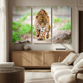 75066-MGV-CV-36X24-Leopard Wall Art Canvas Print, Framed Wild Animal Art Picture Print, Blue Eye Leopard Perfect Wild Minimal Decor Artwork