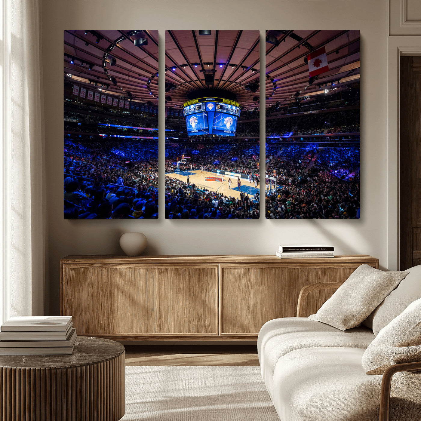 20491-MGV-CV-48X32-3P-Madison Square Garden Wall Art Canvas Print, Framed New York Stadium Art Picture Print, MSG Stadium Perfect Sport Room Decor