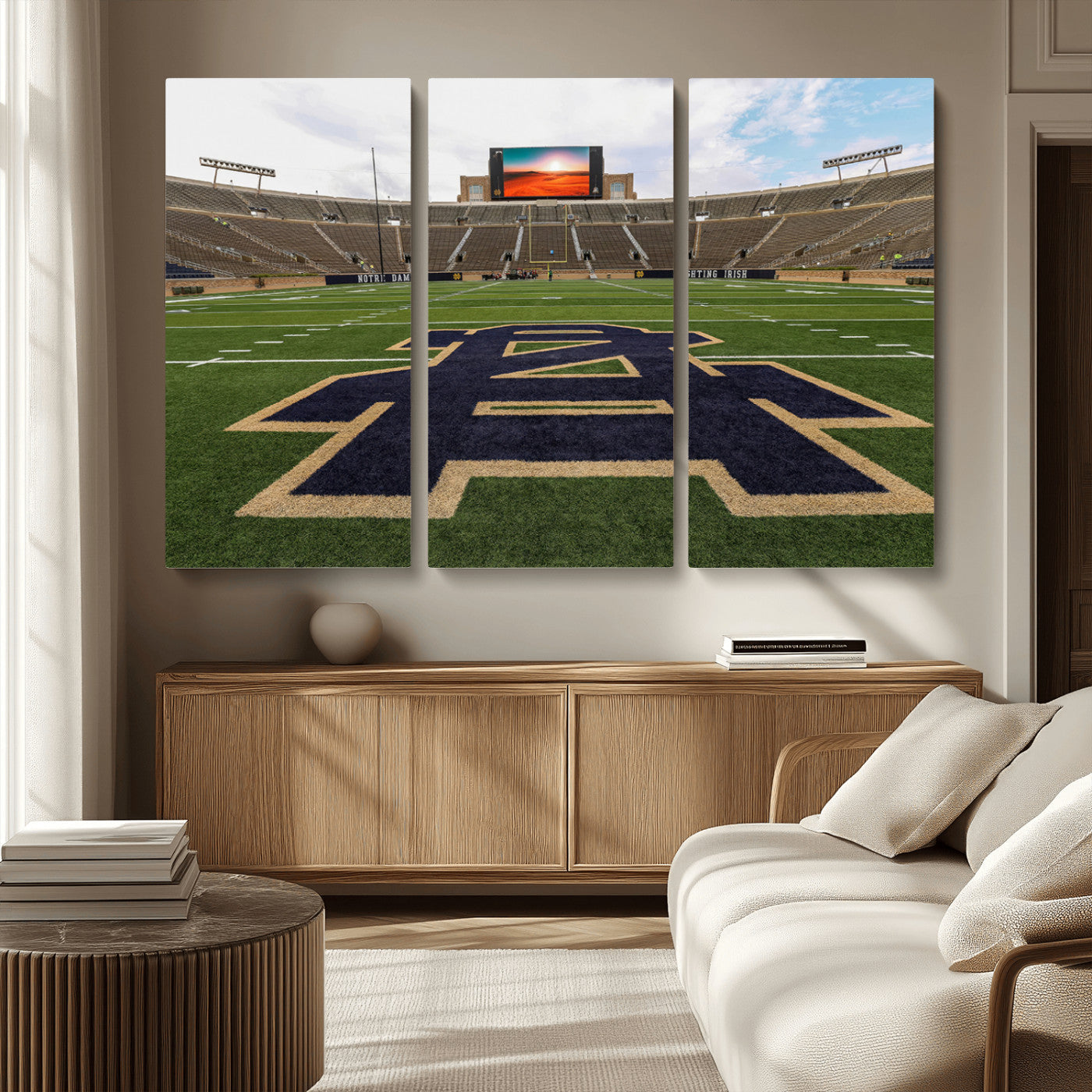 52835-MGV-CV-36X24-Notre Dame Stadium Wall Art Canvas Print, Framed Indiana Stadium Art Picture Print, Notre Dame Field Perfect Sport Room Decor