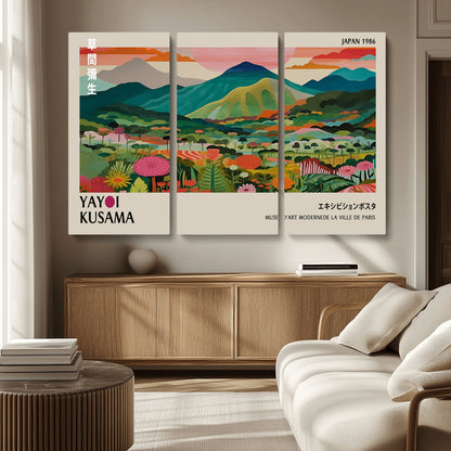 54215-MGV-CV-36X24-Yayoi Kusama Wall Art – Panoramic Japanese Landscape Canvas Print, Modern Abstract Nature Decor for Office, Bedroom or Living Room