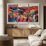 70959-MGV-CV-36X24-Yayoi Kusama Inspired Wall Art – Bold Floral Landscape Canvas Print, Vibrant Modern Abstract Poster for Living Room, Bedroom, or