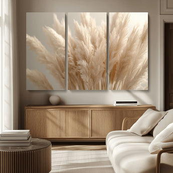 50300-MGV-CV-36X24-Pampas Grass Wall Art Canvas Print, Framed Minimalist Pampas Grass Art Picture Print, Beige Pampas Grass Perfect Minimalist Boho
