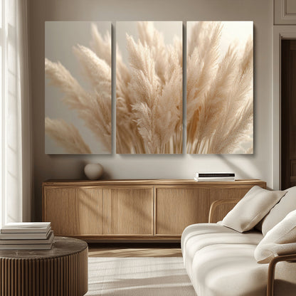 50300-MGV-CV-36X24-Pampas Grass Wall Art Canvas Print, Framed Minimalist Pampas Grass Art Picture Print, Beige Pampas Grass Perfect Minimalist Boho