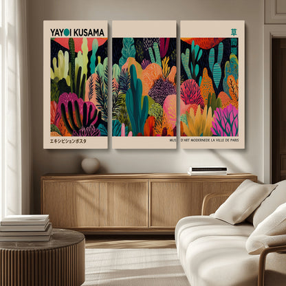 45711-MGV-CV-36X24-Yayoi Kusama Wall Art Canvas Print, Framed Abstract Yayoi Kusama Art Picture Print, Japanese Wabi Sabi Perfect Modern Abstract